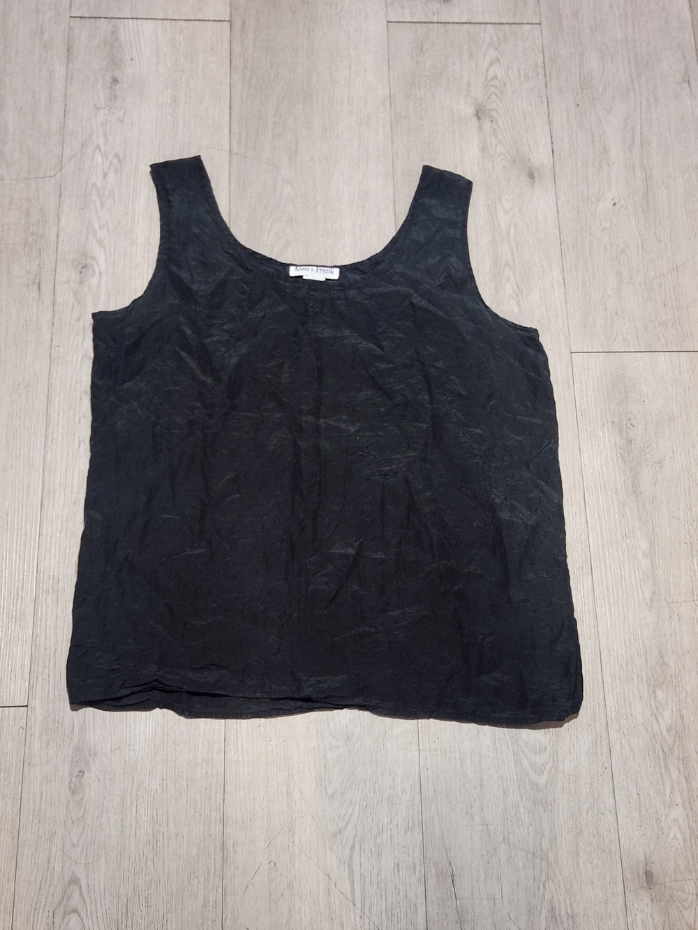 Anna & Frank Vintage 100% Silk Black Scoop Neck Tank Shell Top M